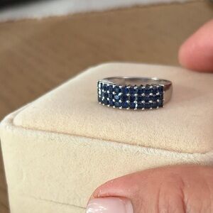 Elegant Silver and Blue Gemstone Ring